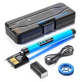 Tech Essentials Draadloze Soldeerbout - 8W - USB-C - Met Tin - Display - Kit - Fijnsoldeerwerk - Accu - Soldeerset - Elektrisch Gereedschap - Soldeerstation - Soldeerpistool - Soldeerapparaat - Mini - Blauw