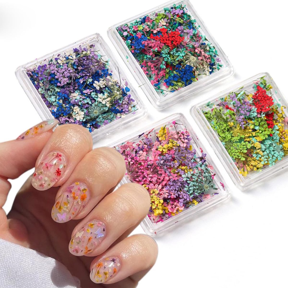 Dailygoody - 3D Nail Art Stickers - Drogen Bloemen - Uniek Visueel Effect - Multicolour - DIY Nagel Stickers - Natuurlijk en Hypoallergeen - Geschikt ...