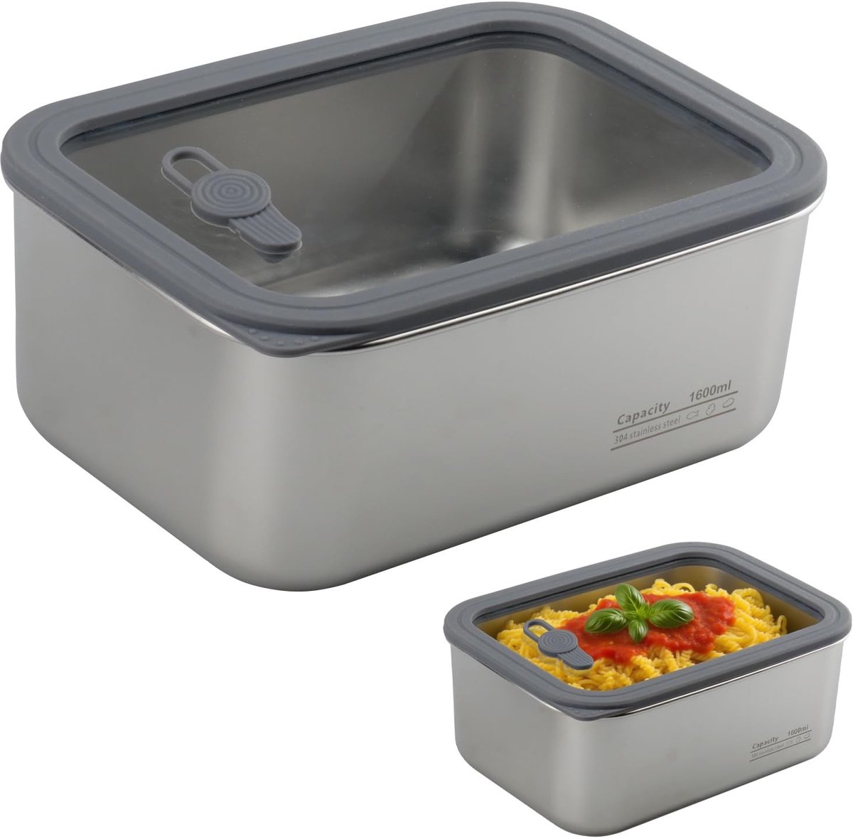 Dailygoody - 1600 ml Opslagcontainers - Airtight - Modern - Koelkast - Geschikt voor Keuken - 19.6 x 14.5 x 8.3 cm