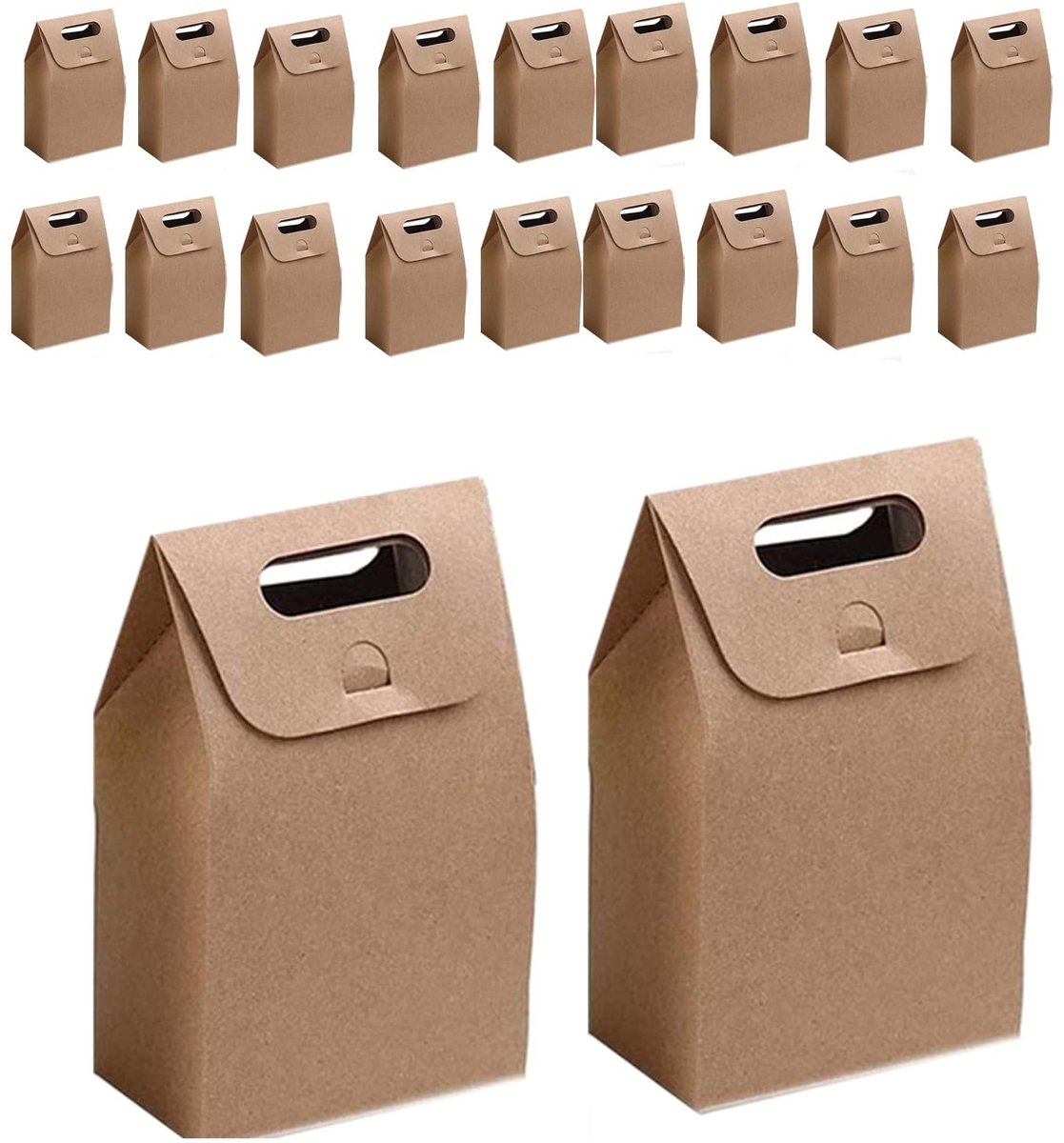 Dailygoods - Dailygoody - Kraftpapier Geschenkzakken - Kleine Papieren Zakken - Milieuvriendelijk - Wit/Koeienhuidkleur - Perfect voor Cadeaus - Geschikt voor Huwe...