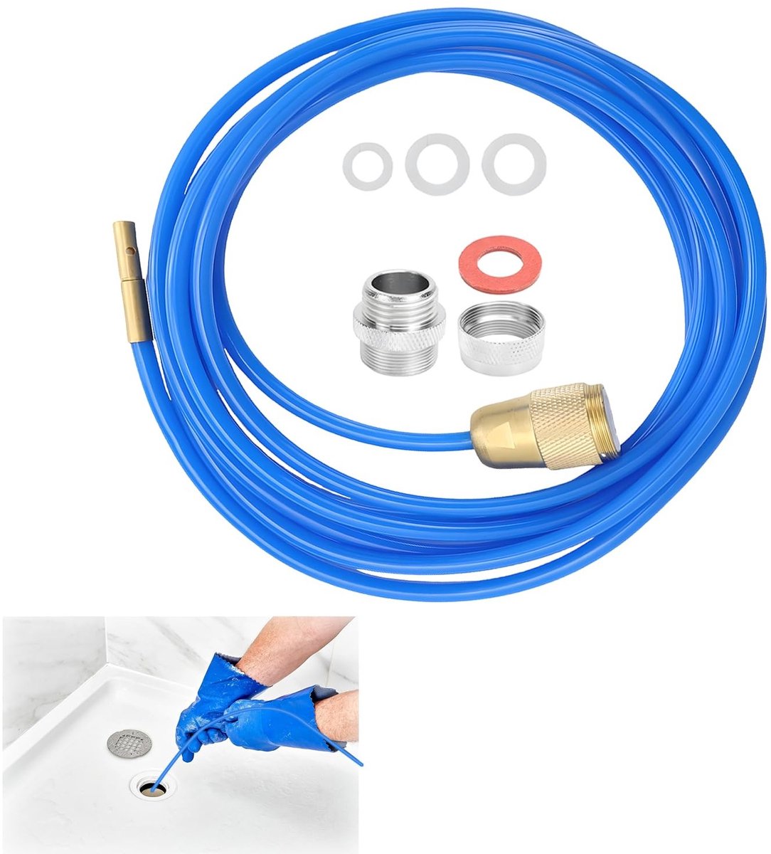 Dailygoods - Dailygoody - Pipe Cleaner - Hoge drukreiniger - 3 meter lang - Geschikt voor M22 M24 en 1/2 inch - Afvoer ontstoppen - Duurzaam en flexibel