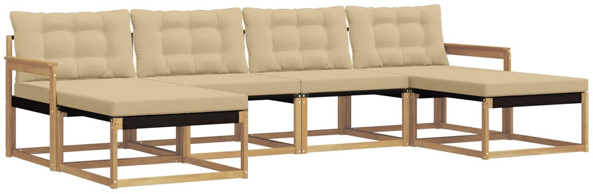 vidaXL Buiten - bank - set - 6 - st - 6-zits - Wit - en - Beige Wit en Beige