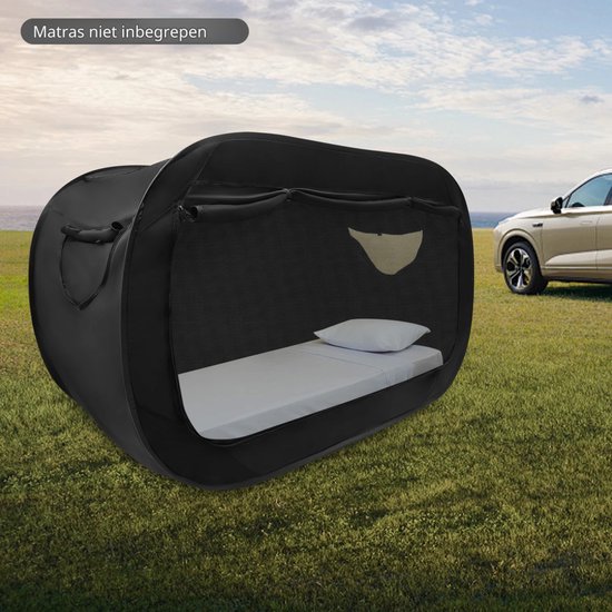 Opvouwbare Bed Tent - Pop-Up Slaaptent - Ademend - Met Opbergtas - Voor Camping en Outdoor - 190x90x100 cm - Zwart — afbeelding 3