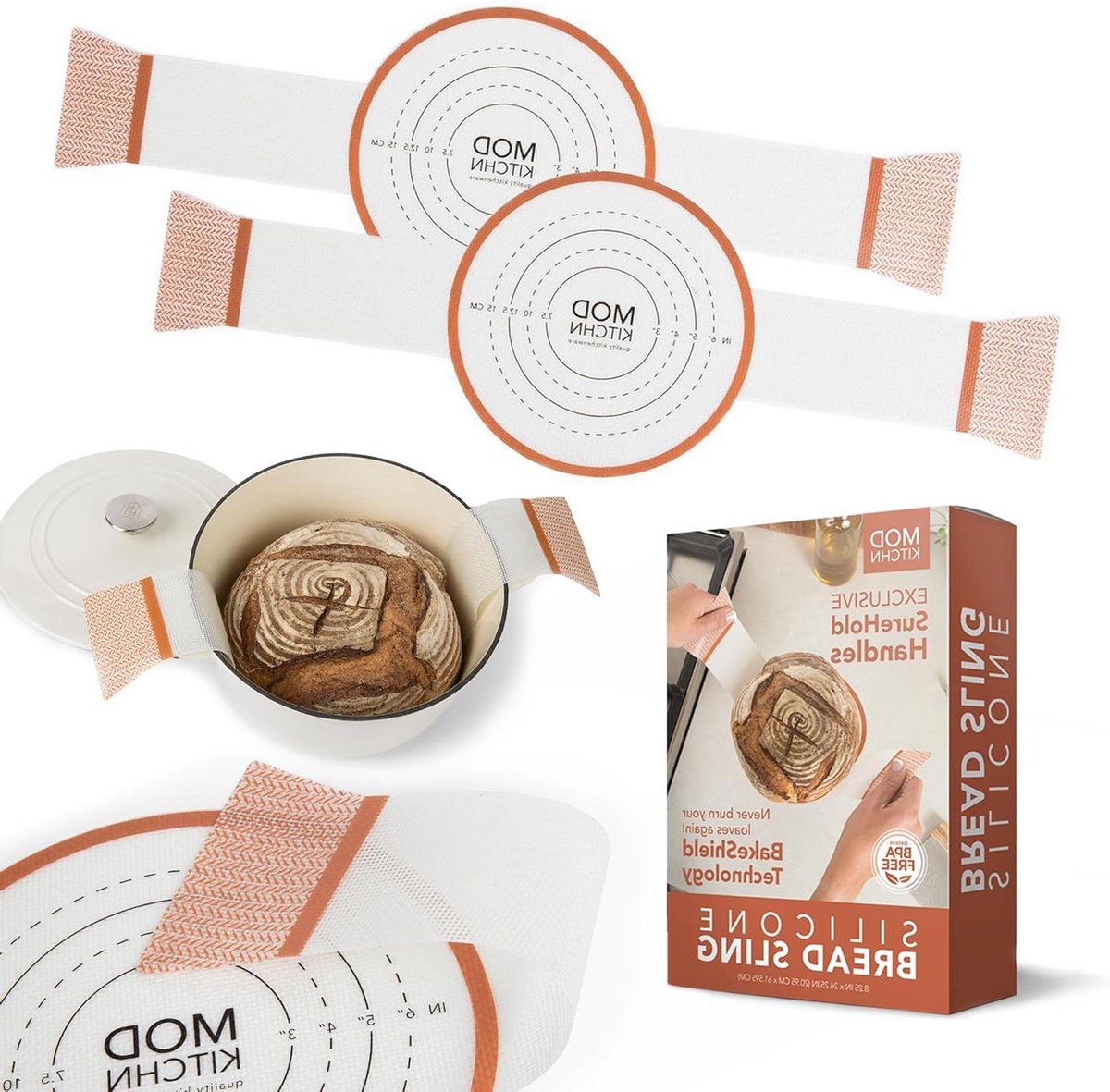 Brood Bakmat - Bakmat Brood - Brood Bakken - Met Handvatten - 2 Stuks - Grijs