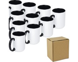 Sublimatiemokken Keramiek - Koffiemokken Fotomokken - Gepersonaliseerd Printen - Vaatwasser Magnetronbestendig - 15 Ounces - Zwart