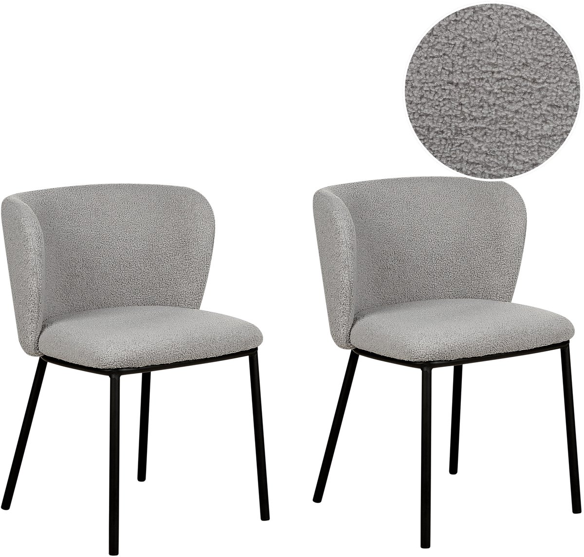 MINA - Eetkamerstoel set van 2 - Grijs - Bouclé