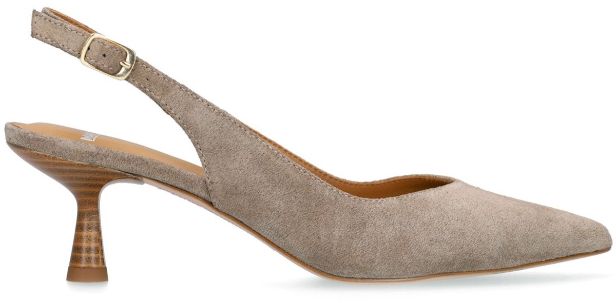 Manfield - Dames - Taupe suède slingbacks - Maat 40