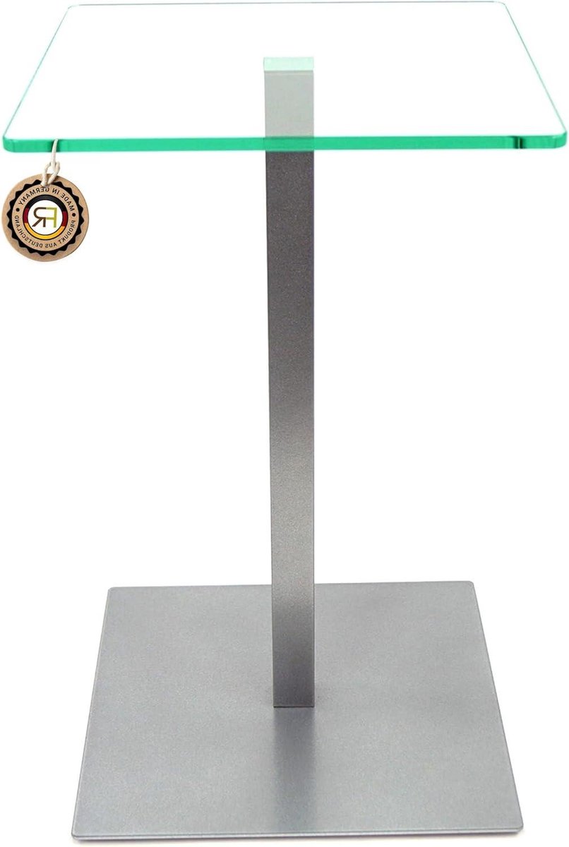 Bijzettafel Zilver - Tafel Salontafel - Decoratief Gebruik - Veiligheidsglasplaat - 30 x 30 x 60 cm - Zilver Briljant