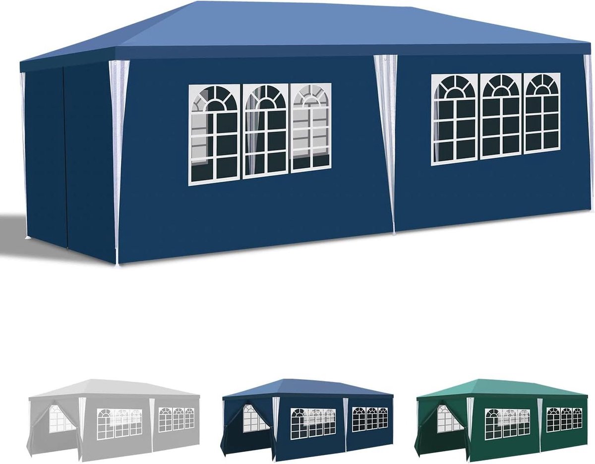Tuinpaviljoen Waterdicht - Feesttent Partytent - Buitenfeesten Organiseren - Winterbestendig Met Ramen - 3 x 6 Meter - Groen