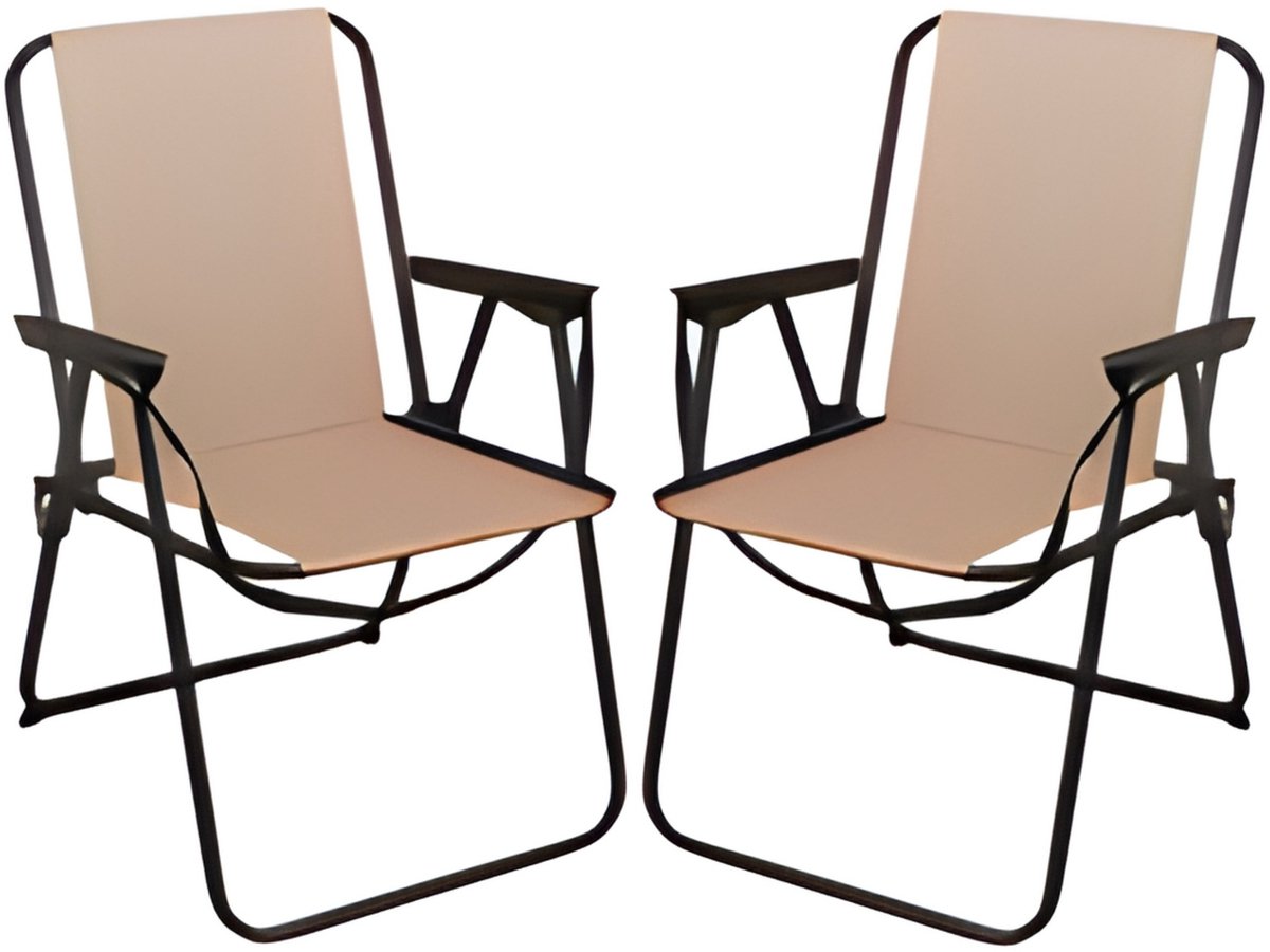 Redcliffs Klapstoel unica - 2x - beige - voor kinderen - 75 x 38 cm - metaal/polyester - campingstoel / tuinstoel