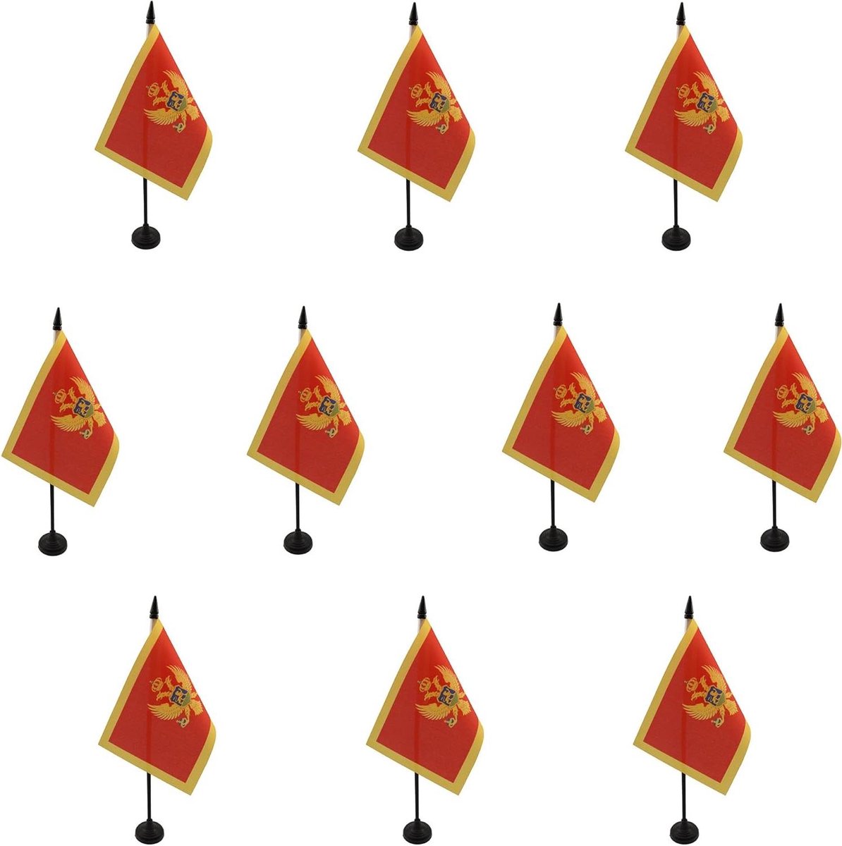 Montenegro Tafelvlaggen - Mini Vlaggen Bureau - Bureau Decoratie - 10 Stuks Set - 15 x 10 cm - Montenegro