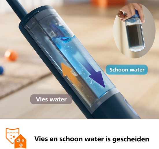 Philips OneUp Elektrische Dweil 3000 series XV3101/01 - Dweilsysteem - Vloerreiniger - Vuil water opzuigen - 1 stand - 50min dweilen - Geen emmer nodig
