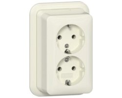 GIRA opbouw Wandcontactdoos dubbel met randaarde Crème wit 478010