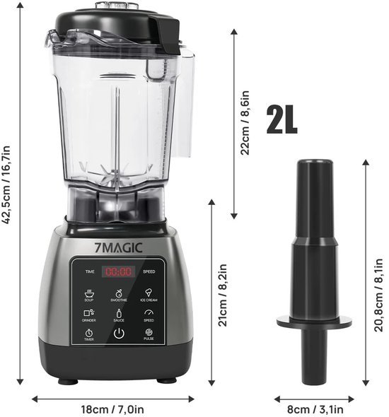 SlicePro Professionele Blender - 2L BPA-vrije Kan - 2000W - Smoothie, IJs & Fruit Mixer - Timer Functie - Zwart van Merkloos — afbeelding 2