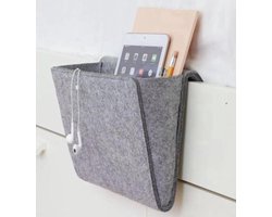 Nachtkastje Opbergzak - Bank Organizer - Bedding Organiseren - Vilt Materiaal - 28 cm Lengte - Grijs