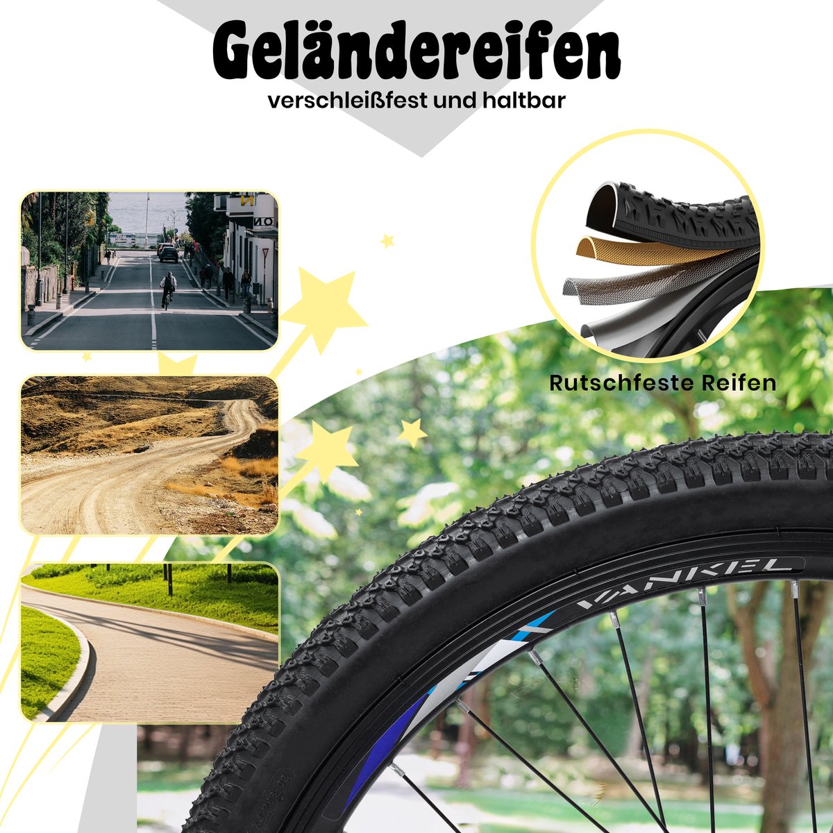 REDOM - Mountainbike Voor Kinderen En Jongeren - 24 Inch - 6 Versnellingen - Verende Voorvork - Schijfremmen - Geel