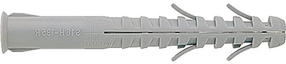 Plug - Expansieduvel - Bevestigen in Steen - Rand voorkomt Slippen - 14 x 100 mm - Grijs