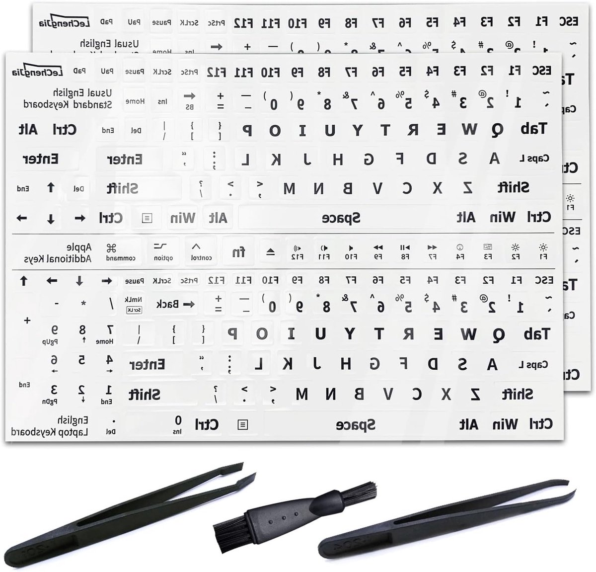 Vervangende Zwarte Stickers voor Standaard Toetsenborden en Laptops - Matte, Niet-Transparant, Geschikt voor US Layout