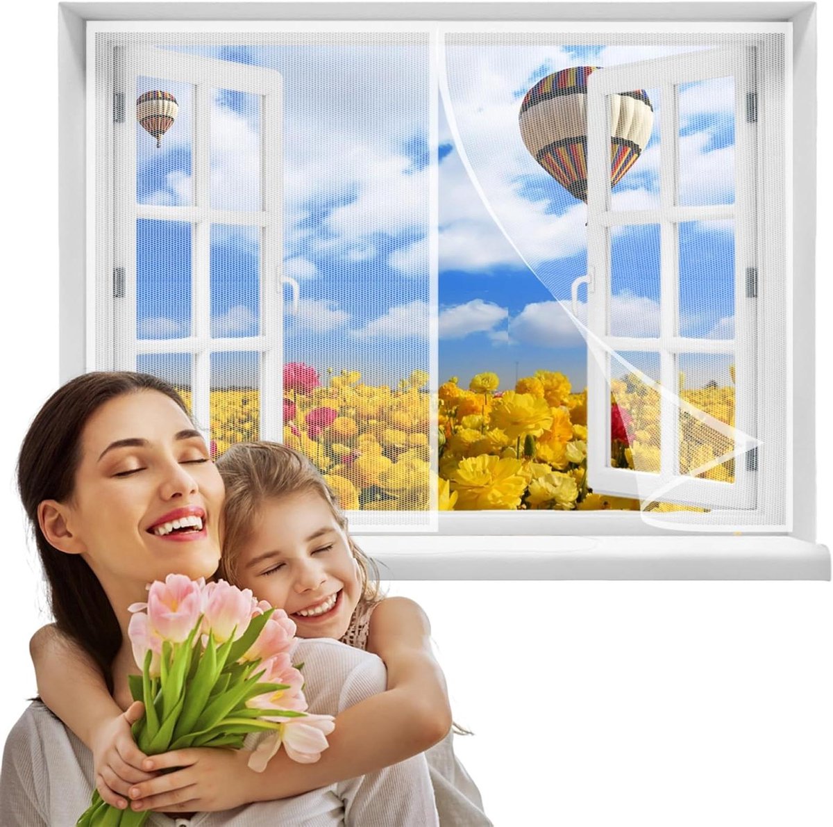 Insecten Hor - Raam Hor - Insecten Buiten - Magnetische Sluiting - 105x165cm - Wit