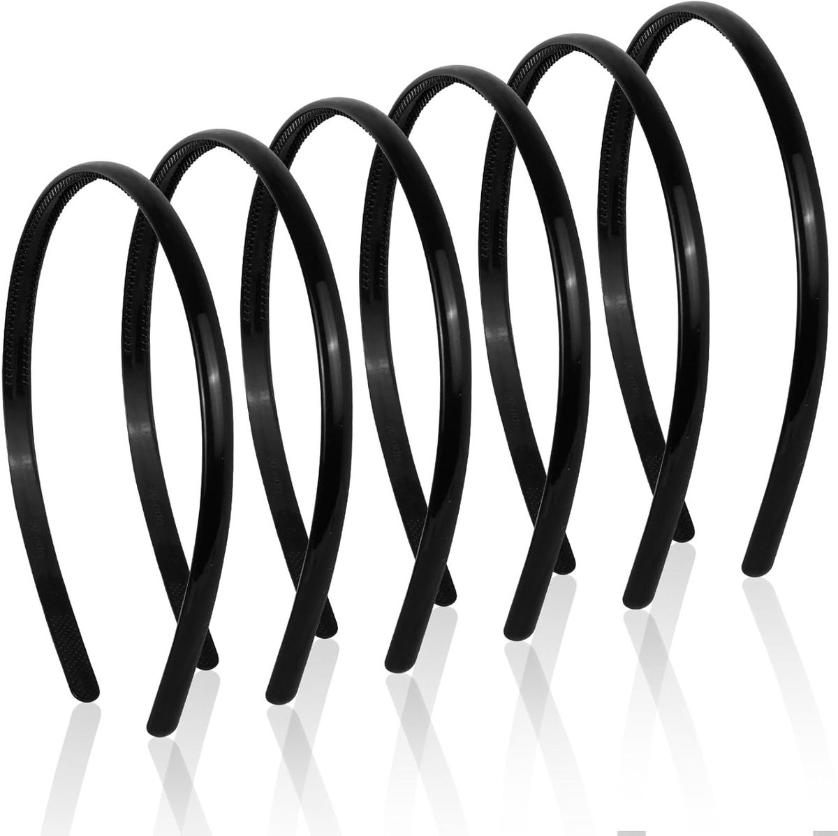 Set van 6 Dames Haarbanden - Dunne Zwarte Zachte Elastische Haaraccessoires voor Make-up, Gezichtsreiniging en Sportactiviteiten zoals Yoga en Joggen