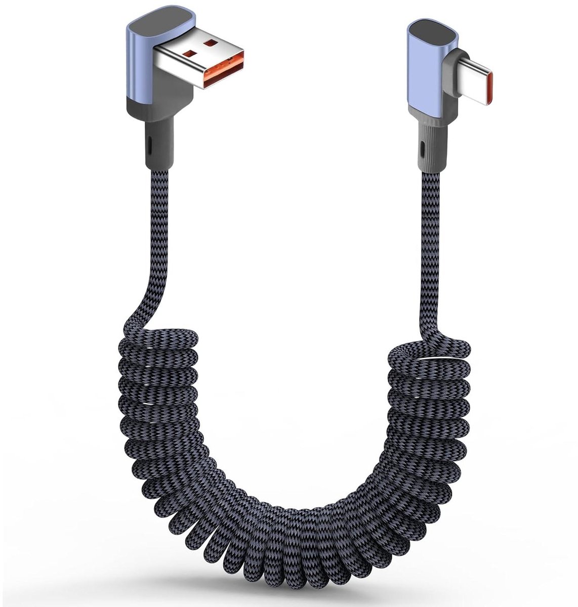 Haakse USB kabel - USB-A naar C - Opladen en data - 90 graden hoek - 16 meter - Zwart