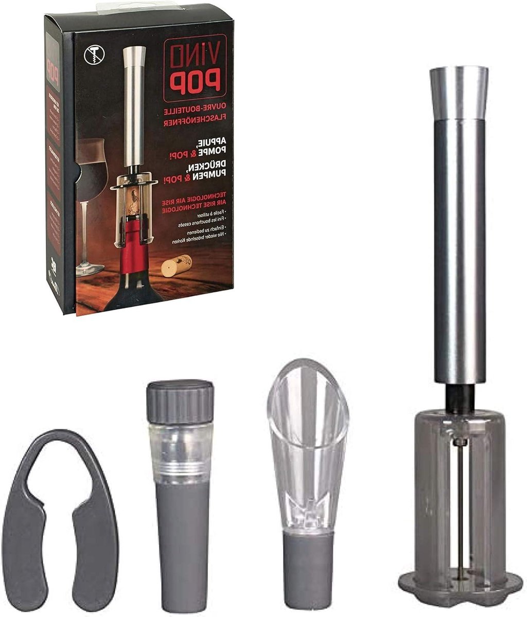 Sommelier Set - Wijn Accessoires - Flessen Openen - Luchtdruk Technologie - 4 Delig - Zwart