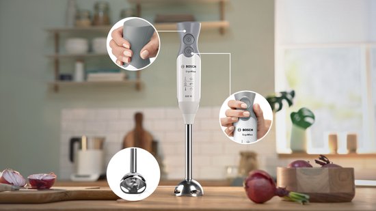 Bosch MSM66110 ErgoMixx - Staafmixer - 600W - Inclusief maatbeker - Wit/Grijs