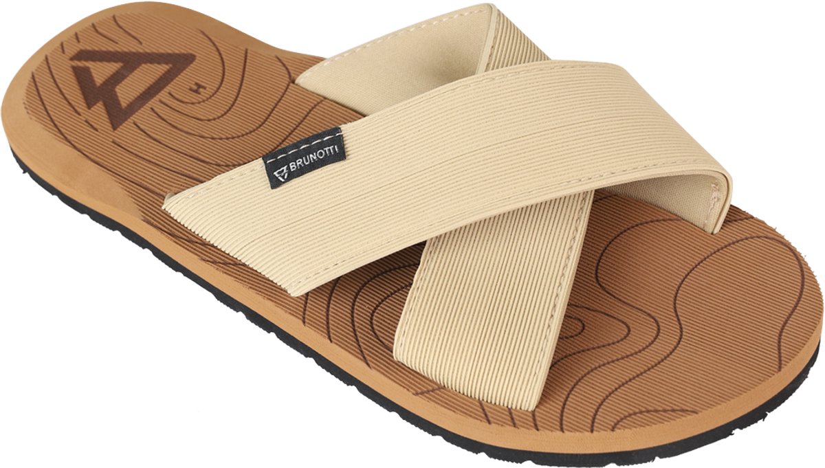 Brunotti Capu Mannu Slippers Heren Cross Flip Flops Sand Bruin
