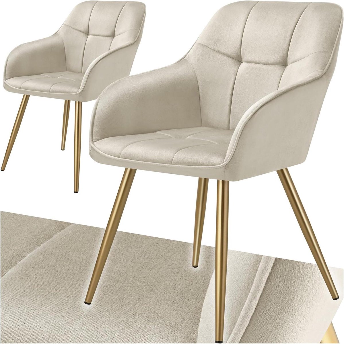 Fluwelen Stoel - Eetkamerstoel Gewatteerd - Comfortabel Zitten - Gecapitonneerd Design - 6