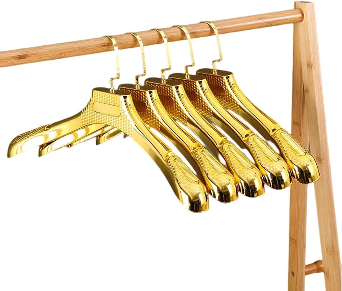 Plastic Hangers - Kledinghangers Set - Kleding Opbergen - Antislip Coating - 5 Stuks - Goud