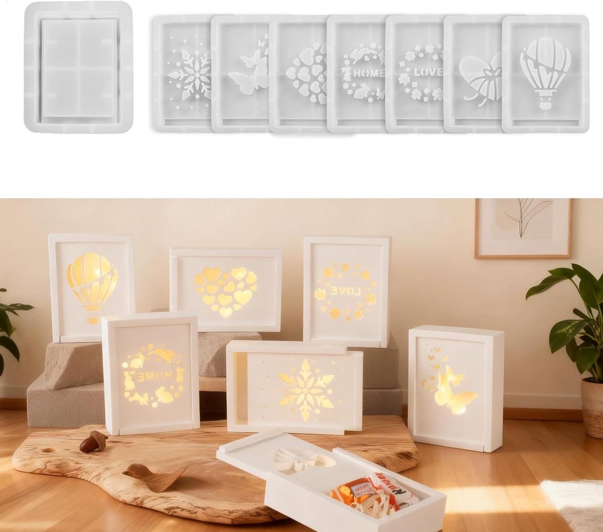 Gietvormen Set - Silicone Mallen - Huis Decoratie - Uniek Geschenkdoos - 9 Stuks - Transparant