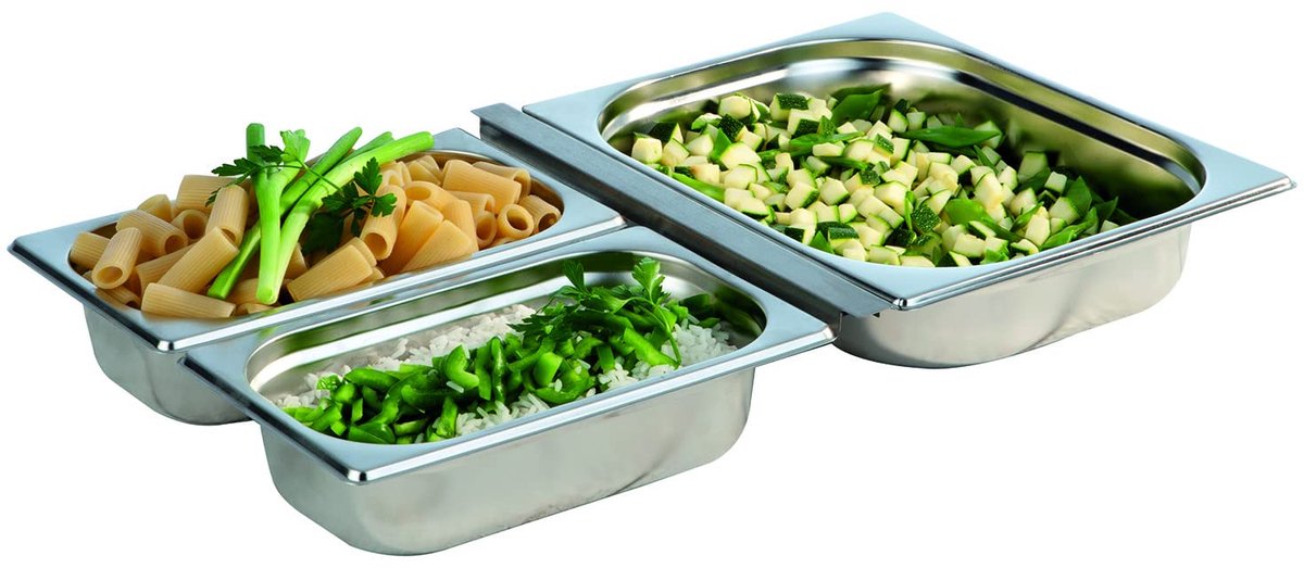 APS Gastronormbak - GN Bak - 4-Delige Set - RVS - 26,4 x 16,2 cm - 4 Liter - Vaatwasserbestendig