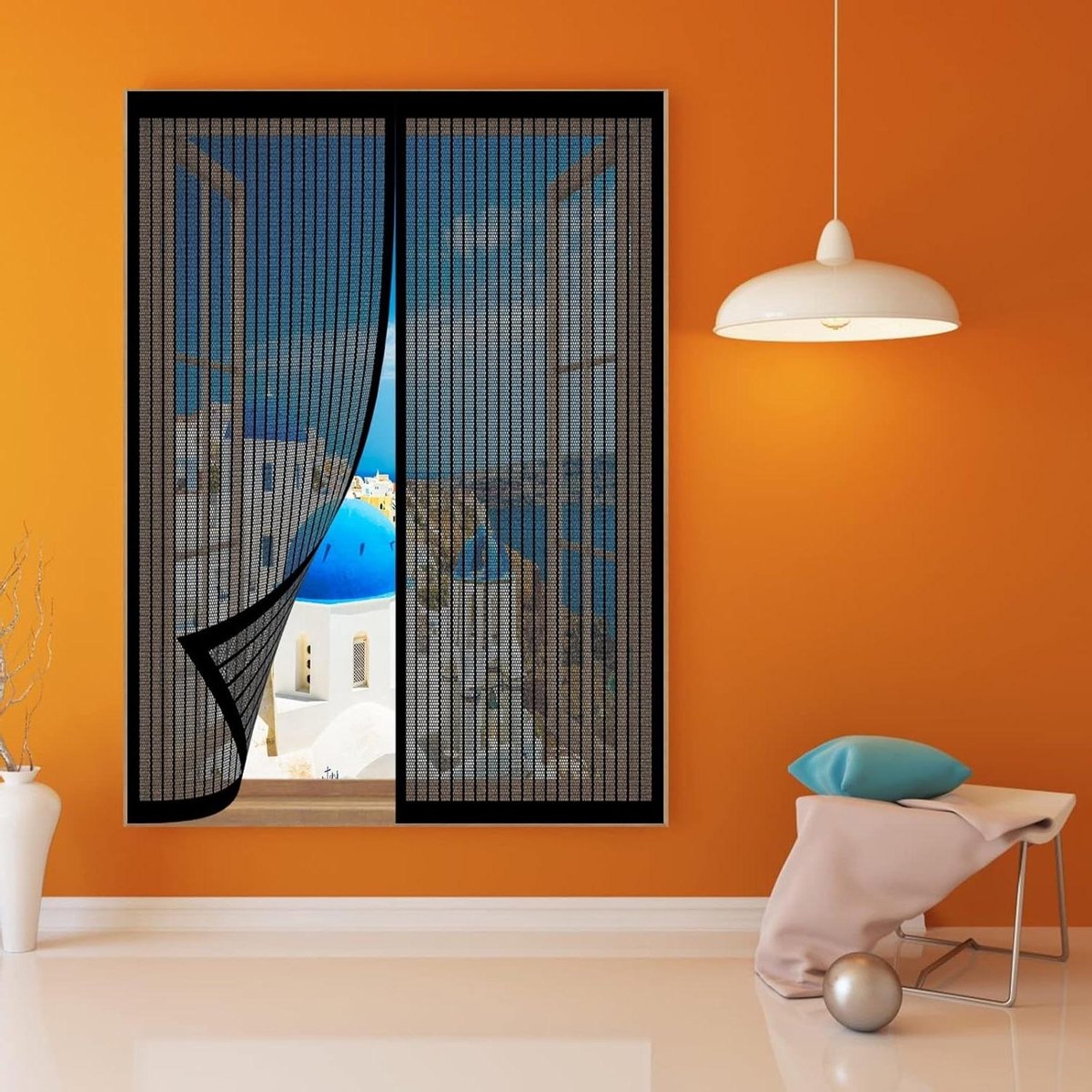 Hor voor Balkon - Vliegendeur Raam - Insecten Buiten Houden - Automatische Sluiting - 145 x 90 cm - Zwart