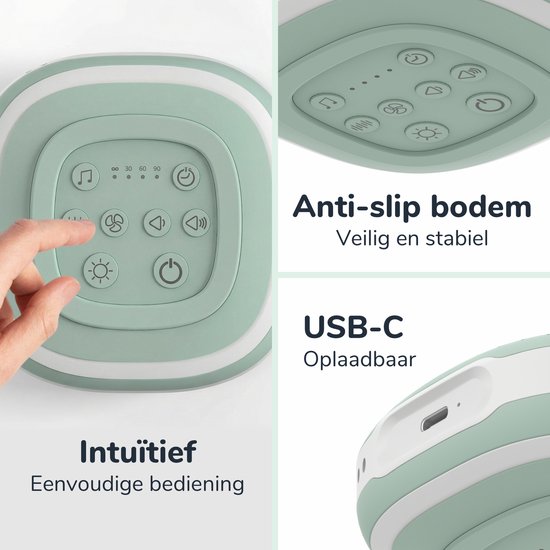 Lunae White Noise Machine 2026 - Witte Ruis Apparaat met Nachtlampje - Geschikt voor Baby's, Kinderen en Volwassenen - Slaaphulp Baby - Slaaptrainer kinderen - Mint Groen