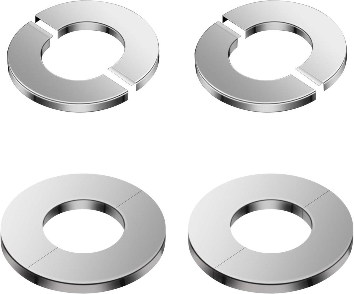 Muur Split Flens - Afdekplaat Pijp - Leiding Afwerking - Roestvrij Staal - 27mm 4 Stuks - Zilverkleurig