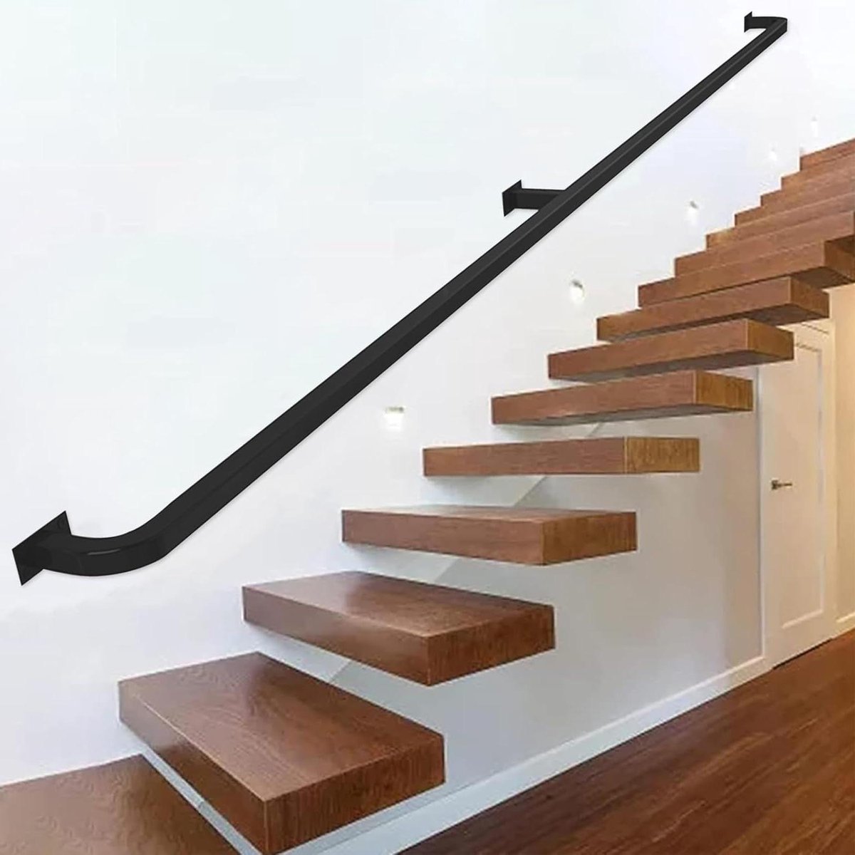 Wandleuning Metaal - Trapleuning - Veiligheid Binnen Buiten - Smeedijzer Duurzaam - 100cm - Zwart
