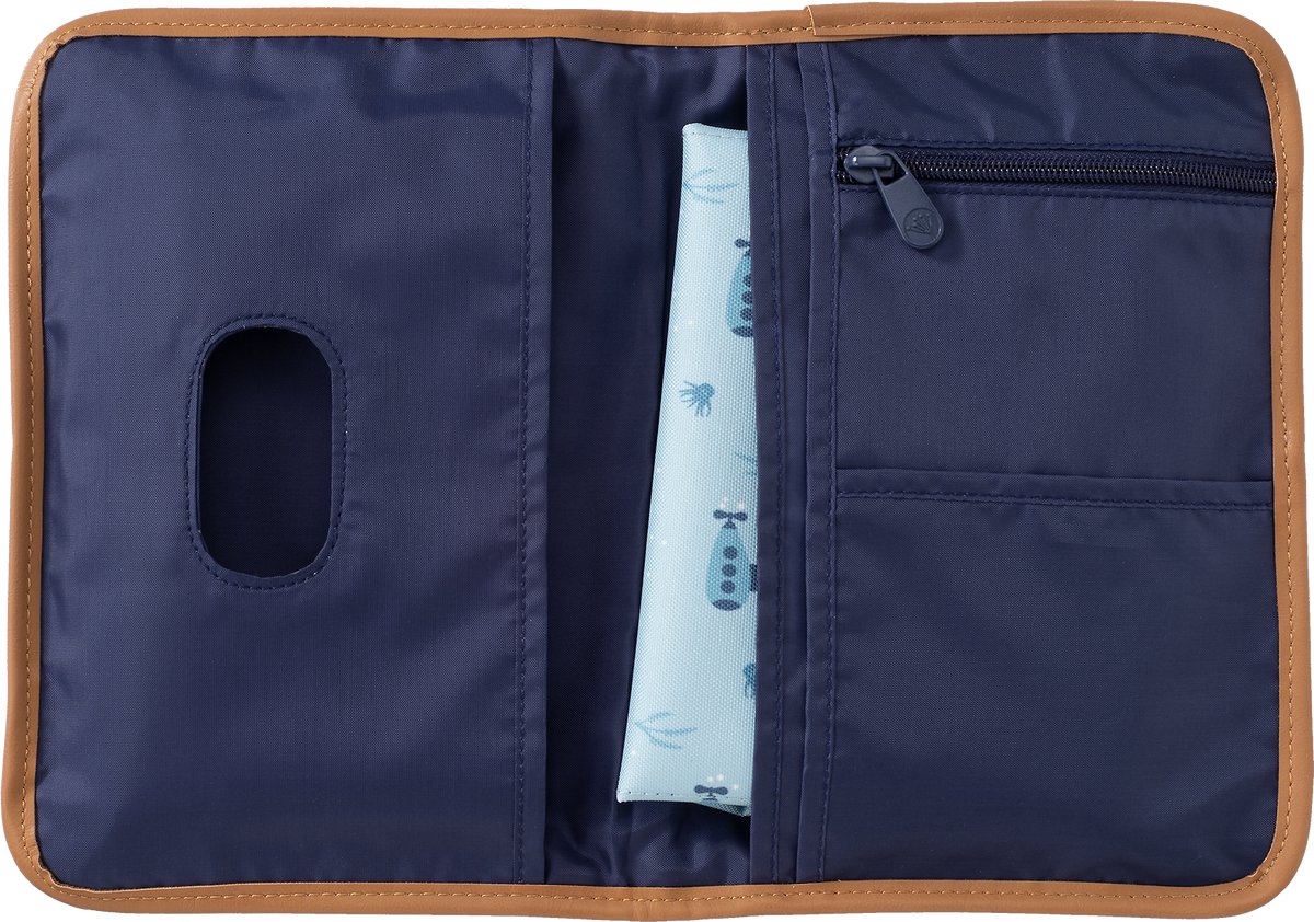 Fresk Luieretui Jongens – Verschoonmatje voor Onderweg - Waterafstotend - Opbergvak voor Natte Doekjes - Afsluitbare Luiertas - Blauw - Submarine