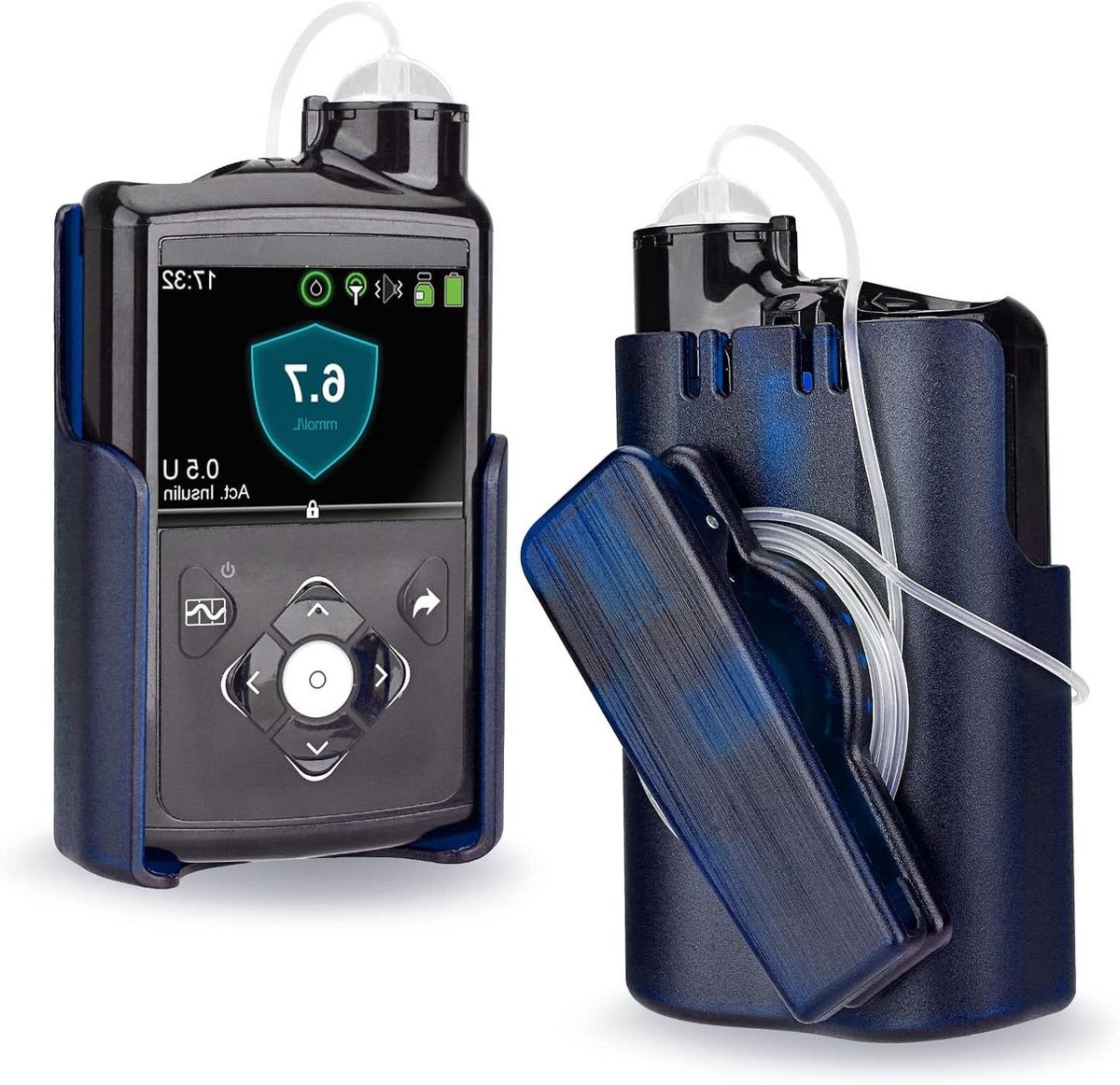 Insulinepomphouder - Pompbehuizing Clip - Diabetes Beheer - 360 Graden Draaibaar - 10.4 x 6.4 x 4.9 cm - Blauw