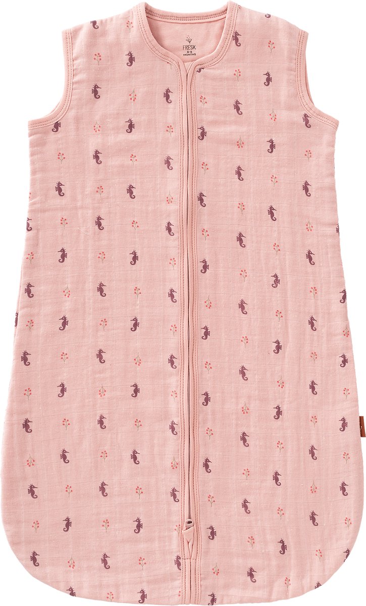 Fresk Zomerslaapzak 0-6 m – Mousseline Zomerslaapzak – 1.1 TOG – Slaapdeken - Roze - Seahorse