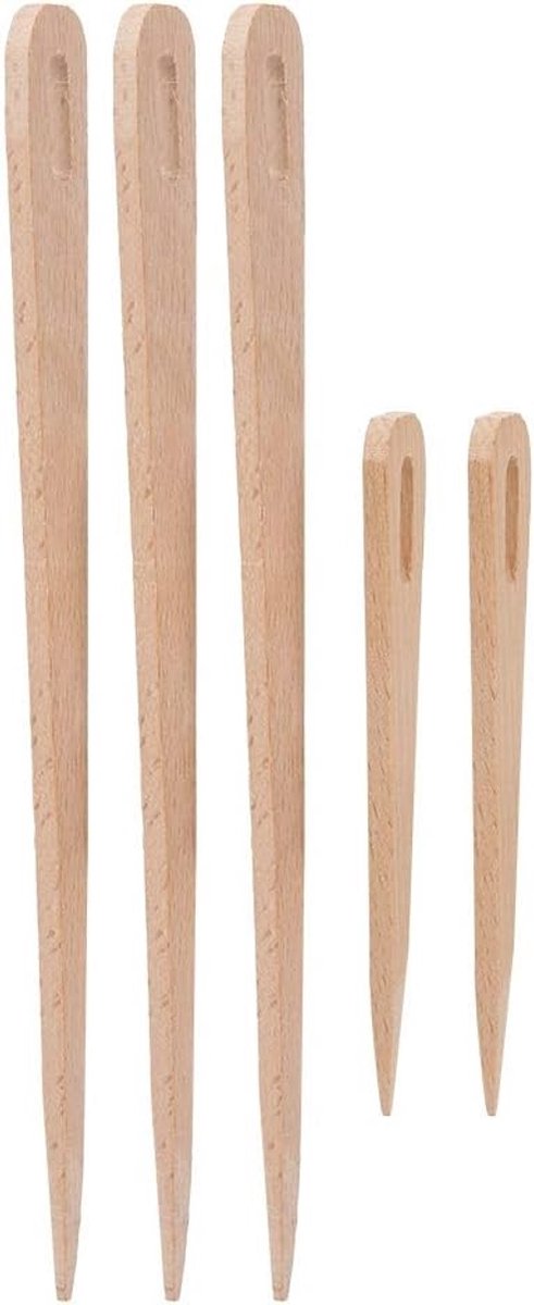 Set van 5 Houten Weefnaalden voor DIY, Breien en Tapijtwerk - Creatieve Gereedschappen voor Weefprojecten