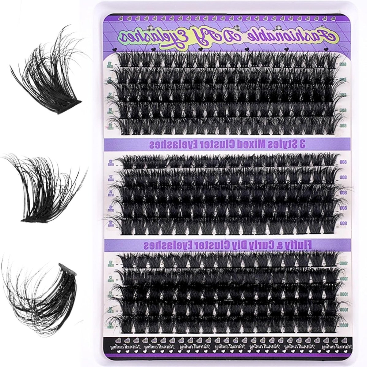 270 Stuks Individuele Wimpers - 60-80-100D Cluster Wimpers Kit voor Fluffy Russische Wimperextensions, Duurzame Wimperclusters voor Dames (10-18mm Mix)