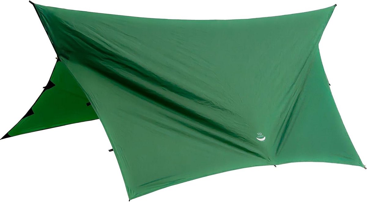 Kampeerzeil - Hangmat Tarp - Bescherming Buiten - 20 Versterkte Lussen - 335 cm Lengte - Groen