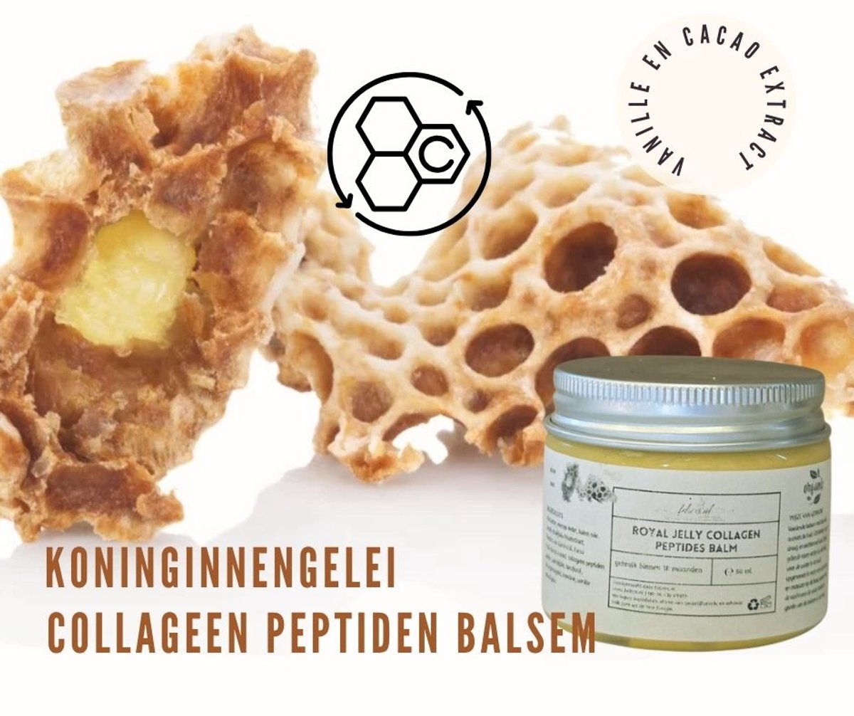 Handgemaakte anti-age balsem met Koninginnengelei - collageen - cacao en vanille extract 50ml