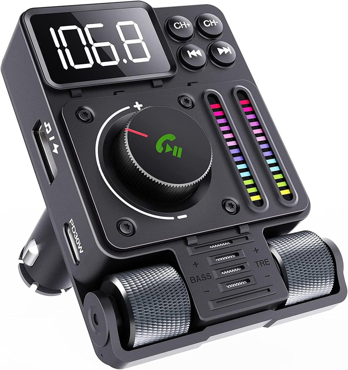 Bluetooth FM-Zender voor Auto met PD 30W Snelladen en Handsfree Bellen