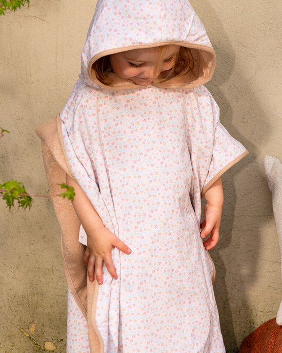 Fresk UV badponcho one size - Badcape met Capuchon - Sneldrogend Strandlaken - Meisjes - Roze - Garden Flowers van Merkloos — afbeelding 4