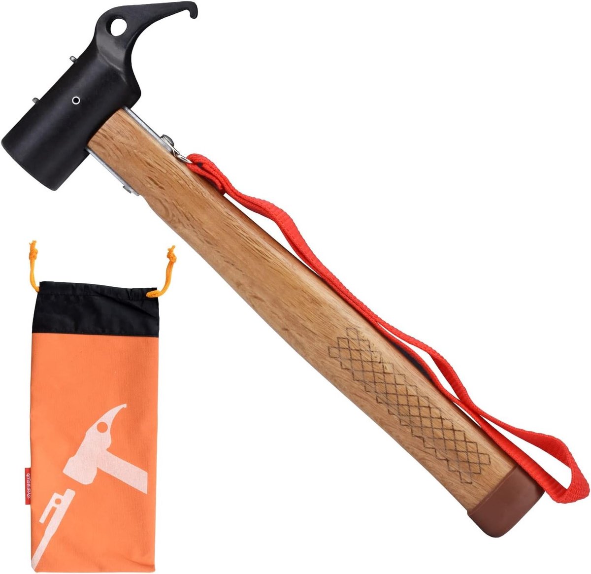 Duurzame Camping Hamer van Staal voor Haringen en Hout - Multifunctionele Hamer met Lanyard voor Binnen- en Buitengebruik, Ideaal voor Kamperen en Tuinieren