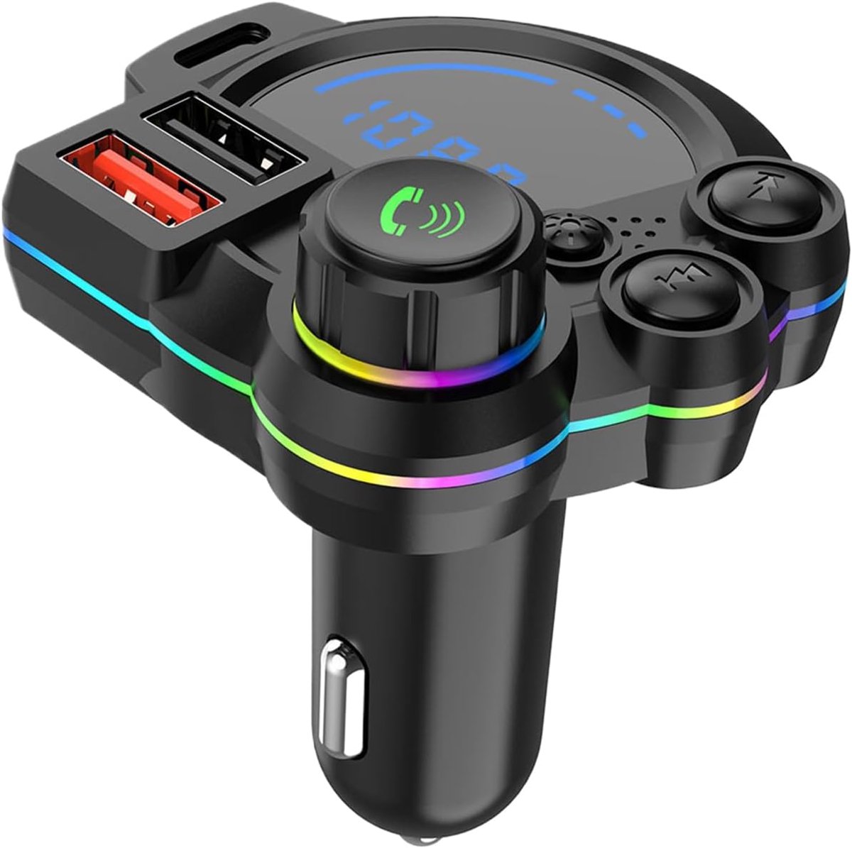 Auto FM-zender - Draadloze adapter - Muziek streamen - Dubbele USB-poort - 8.3 x 6 cm - Zwart