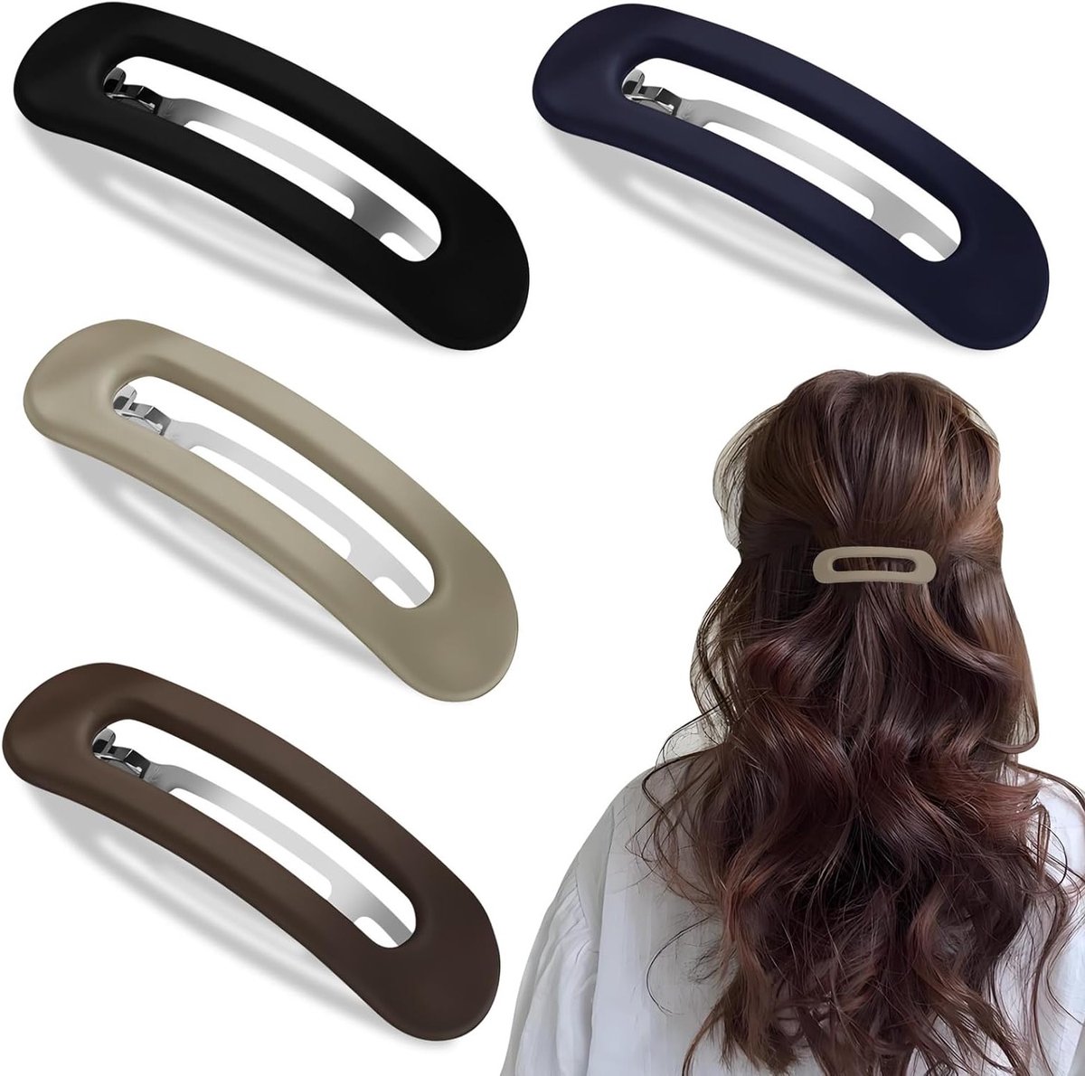 Set van 4 Flat Hair Clips voor Dikker en Dunner Haar, Antislip Sterke Haarspelden | Lichtgewicht en Comfortabel voor Dagelijks Gebruik, Yoga en Activiteiten