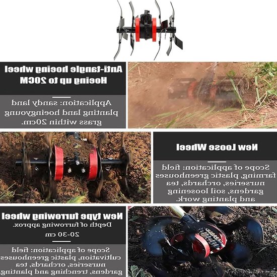 Elektrische Tuinwoeler en Onkruidverwijderaar met 9 Tanden en 28 mm Wielen voor Efficiënte Bodembewerking en Tuinonderhoud — afbeelding 5