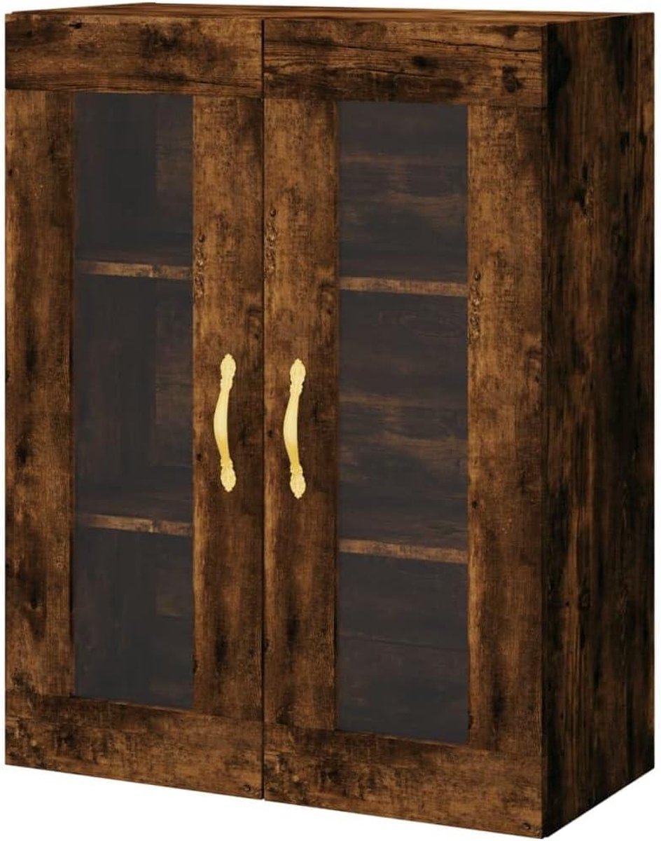 Hangkast - Opbergkast - Keuken Organiseren - Glazen Deur - 695x34x90 cm - Gerookt Eiken